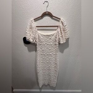 Chic Cream Textured Mini Dress